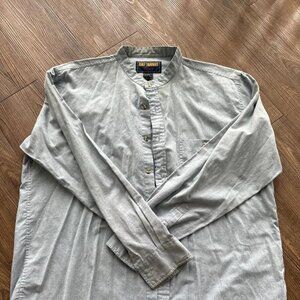 Gulf Traders Gray Button Up Shirt Mens Medium Long Sleeve Casual Cotton